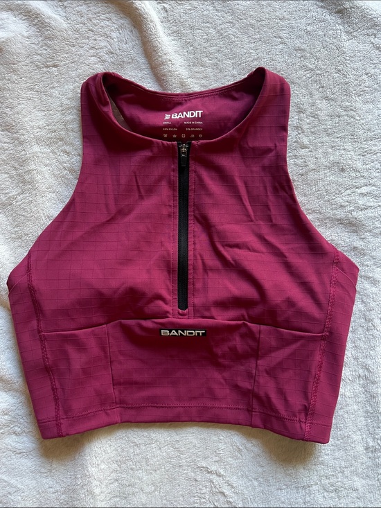 Bandit Tops - Bandit Gridlock™ Zip Front Race Crop - Berry - Size Small